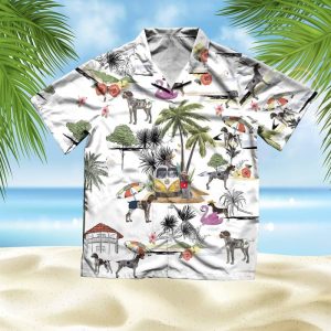 German Wirehaired Pointer Hawaiian Shirt Hawaii Beach Retro .
