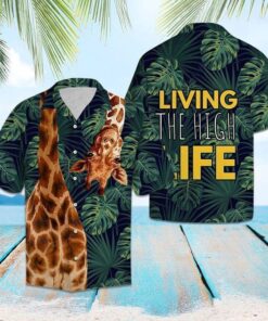 Giraffe Living The High Life Hawaiian Shirt- For men and women - Fanshubus