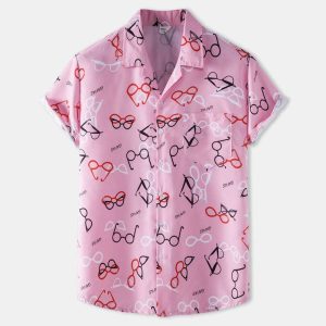 Glasses Pink Nice Design Unisex Hawaiian Shirt- For men and women - Fanshubus