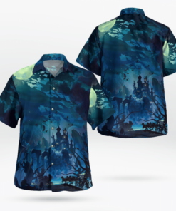 Gloomy Full Moon Night Haunted Halloween Hawaiian Shirt- For men and women - Fanshubus