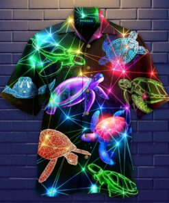 Glowing Turtle Hawaiian Shirt- For men and women - Fanshubus