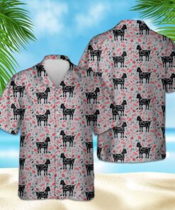 GOAT FLORAL PATTERN HAWAIIAN SHIRT .