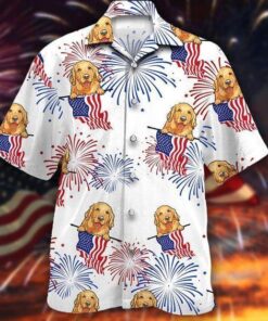 Golden America Flag Independence Day Hawaiian Shirt - For Men and Women Fanshubus