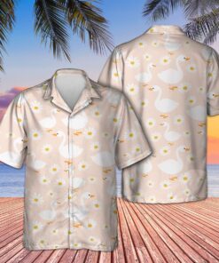 GOOSE AND DAISY PATTERN HAWAIIAN SHIRT