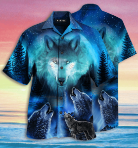 Gray Wolf Hawaiian Shirt- For men and women - Fanshubus