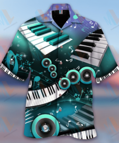 Green Piano Blue Nice Design Unisex Hawaiian Shirt- For men and women - Fanshubus