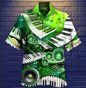 Green Piano Hawaiian Shirt- For men and women - Fanshubus