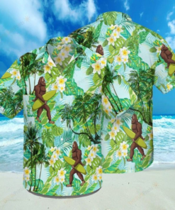 Green Summer Bigfoot Tropical Hawaiian Shirt  -  Funny Crazy Vintage Hawaiian Shirt - For Men and Women Fanshubus