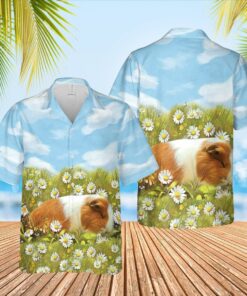 Guinea Pig Sleeping on daisy garden Hawaiian Shirt - For Men and Women Fanshubus