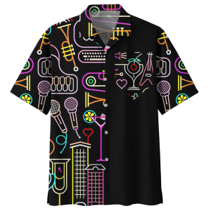 Guitar Black Nice Design Unisex Hawaiian Shirt- For men and women - Fanshubus