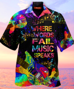 Guitar Where Music Speaks Hawaiian Shirt- For men and women - Fanshubus