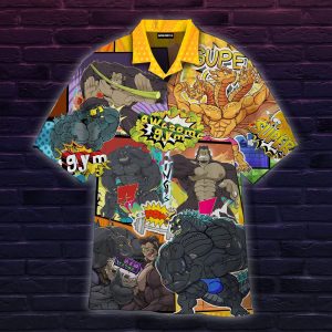 Gym With God Zilla King Kong Hawaiian Shirt- For men and women - Fanshubus