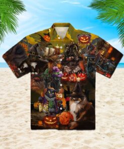 Halloween Black Cat Hawaiian Shirt