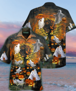 Halloween Ghouls Pumpkins Hawaiian Shirt- For men and women - Fanshubus