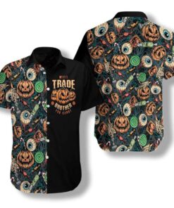 Halloween Scary Pumpkin Hawaiian Shirt- For men and women - Fanshubus