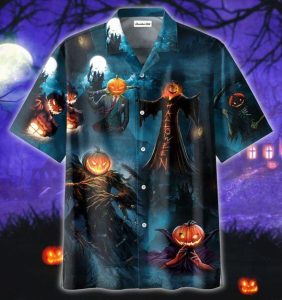 Happy Halloween Festival Devil Pumpkin Hawaiian Shirt- For men and women - Fanshubus