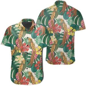 Hawaii Shirt Hawaiian Shirt Tropical Leaves Flowers And Birds Floral Jun- For men and women - Fanshubus