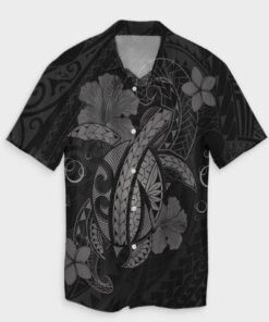 Hawaii Turtle Flower Polynesian Hawaiian Shirt Gray- For men and women - Fanshubus