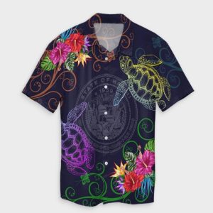 Hawaii Turtle Hibiscus Hawaiian Shirt  Day Style .