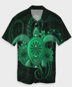 Hawaii Turtle Hibiscus Polynesian Hawaiian Shirt Full Style Green- For men and women - Fanshubus