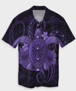 Hawaii Turtle Hibiscus Polynesian Hawaiian Shirt Full Style Purple- For men and women - Fanshubus