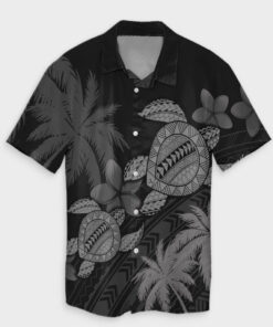 Hawaii Turtle Plumeria Coconut Tree Polynesian Hawaiian Shirt Gray- For men and women - Fanshubus