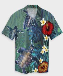 Hawaii Turtle Tropical Art Hawaiian Shirt  Hela Style .