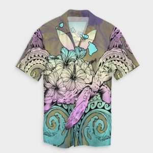 Hawaii Turtle Wave Polynesian Hawaiian Shirt Hey Style Yellow- For men and women - Fanshubus