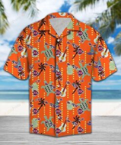 Hawaii Ukulele Orange Nice Design Hawaiian Shirt- For men and women - Fanshubus