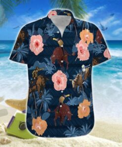 Hawaiian Aloha Shirt Bull Riding Hibiscus- For men and women - Fanshubus