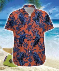 Hawaiian Aloha Shirt Bull Riding Navy Flowers- For men and women - Fanshubus