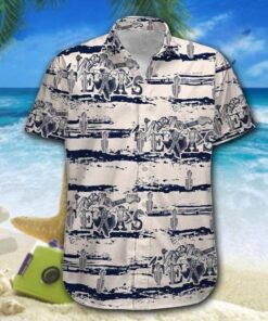 Hawaiian Aloha Shirt Cactus Texas Black White- For men and women - Fanshubus