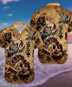 Hawaiian Aloha Shirt Crown King Poker Skull- For men and women - Fanshubus