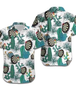 Hawaiian Aloha Shirt Darts Green Cactus Retro- For men and women - Fanshubus