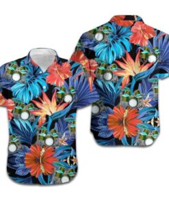 Hawaiian Aloha Shirt Drum Tropical Leaves- For men and women - Fanshubus