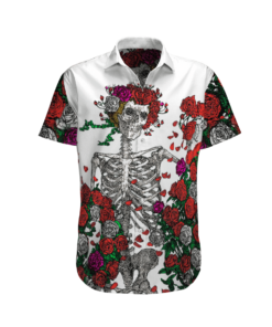 Hawaiian Aloha Shirt Gratefull Skull Flowers- For men and women - Fanshubus