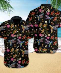 Hawaiian Aloha Shirt Hummingbird Embroidery- For men and women - Fanshubus