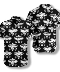 Hawaiian Aloha Shirt Mustache Skull Mexico- For men and women - Fanshubus