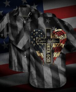 Hawaiian Aloha Shirt One Nation Under God- For men and women - Fanshubus