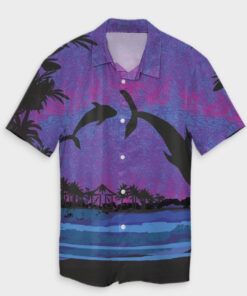 Hawaiian Dolphin In Night Polynesian Hawaiian Shirt- For men and women - Fanshubus