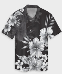 Hawaiian Hibiscus Black And White Polynesian Hawaiian Shirt- For men and women - Fanshubus