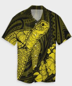 Hawaiian Hibiscus Memory Turtle Hawaiian Shirt Yellow- For men and women - Fanshubus