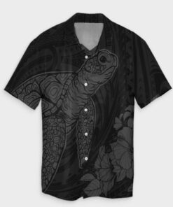 Hawaiian Hibiscus Memory Turtle Polynesian Hawaiian Shirt Gray- For men and women - Fanshubus