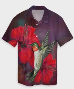 Hawaiian Hummingbird And Hibiscus Polynesian Hawaiian Shirt- For men and women - Fanshubus