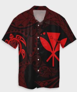 Hawaiian Kanaka Turtle Polynesian Hawaiian Shirt Red- For men and women - Fanshubus