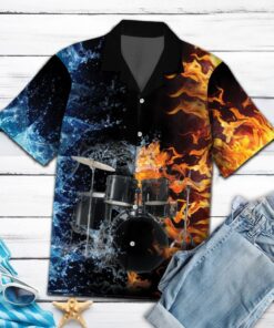 Hawaiian Shirt Amazing Drums With Water Fire- For men and women - Fanshubus