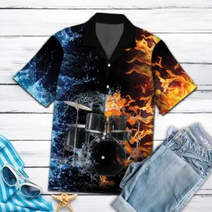 Hawaiian Shirt Amazing Drums With Water Fire- For men and women - Fanshubus