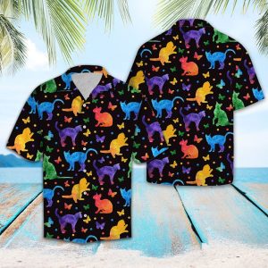 Hawaiian Shirt Colorful Cat For Men Women- For men and women - Fanshubus