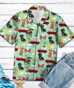 Hawaiian Shirt Dachshund Hippie Car For Women Men- For men and women - Fanshubus