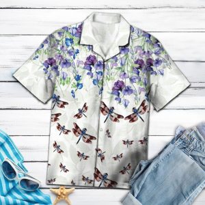 Hawaiian Shirt Dragonfly Flower For Men Women- For men and women - Fanshubus